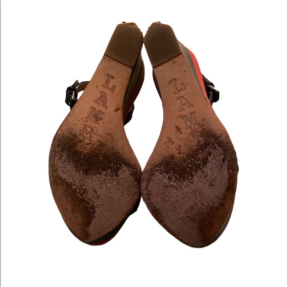 L.A.M.B Penny Beaded Colorblock Platform Wedge Sandals - 7 - Picture 11 of 15